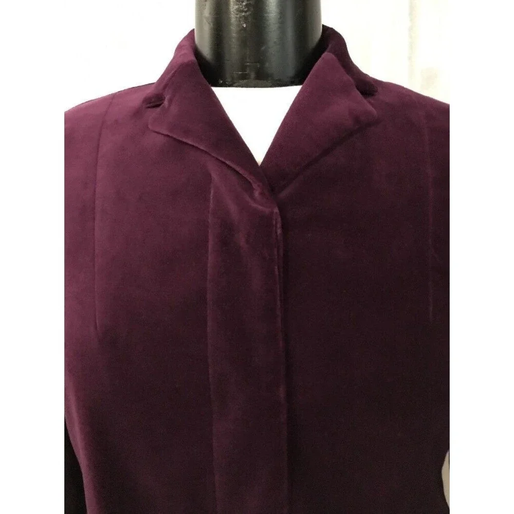 Calvin Klein Women's Cropped Blazer Plum 3 Hidden Button Lined Velour Size 2 - Picture 2 of 12